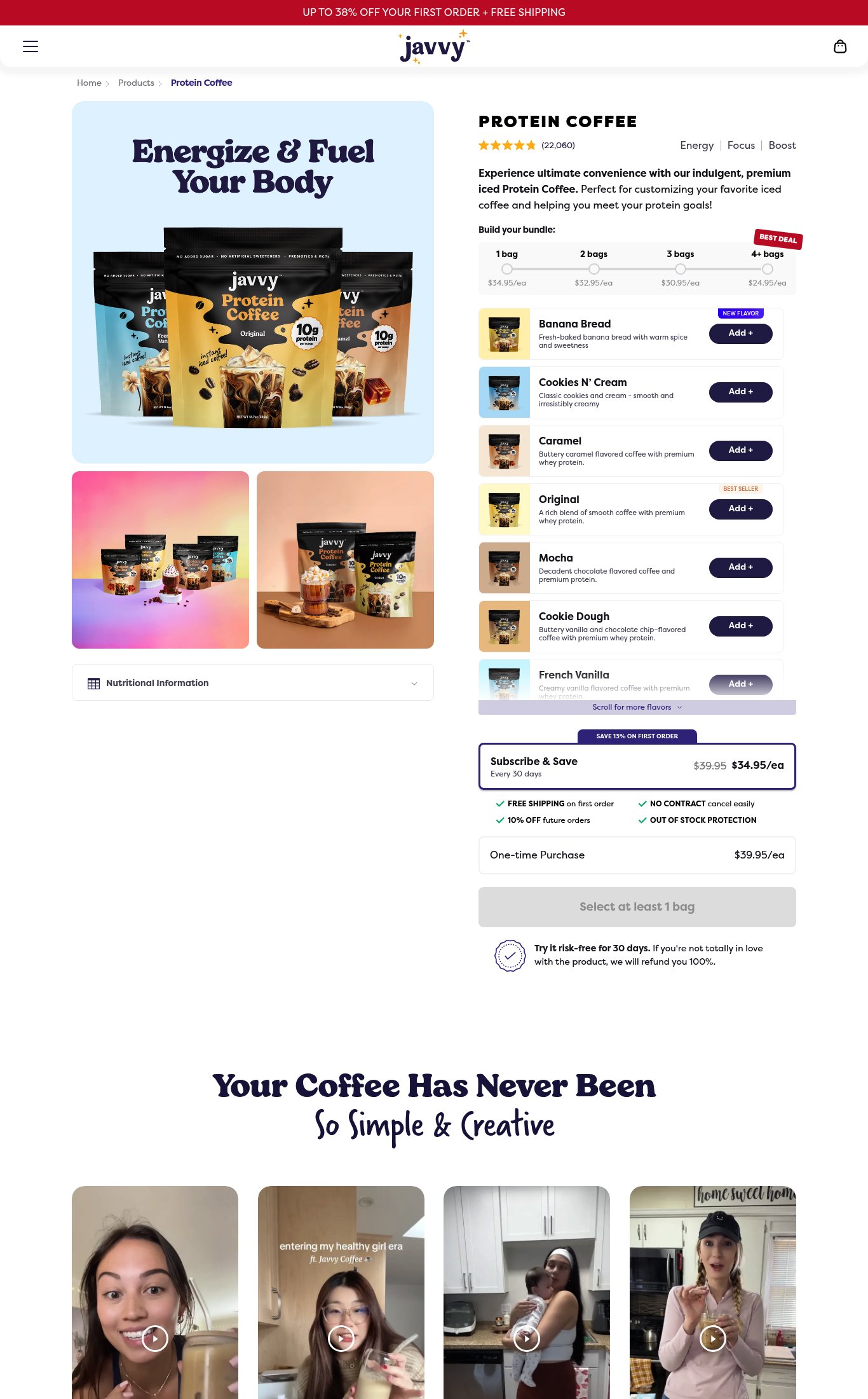 Javvy Coffee page