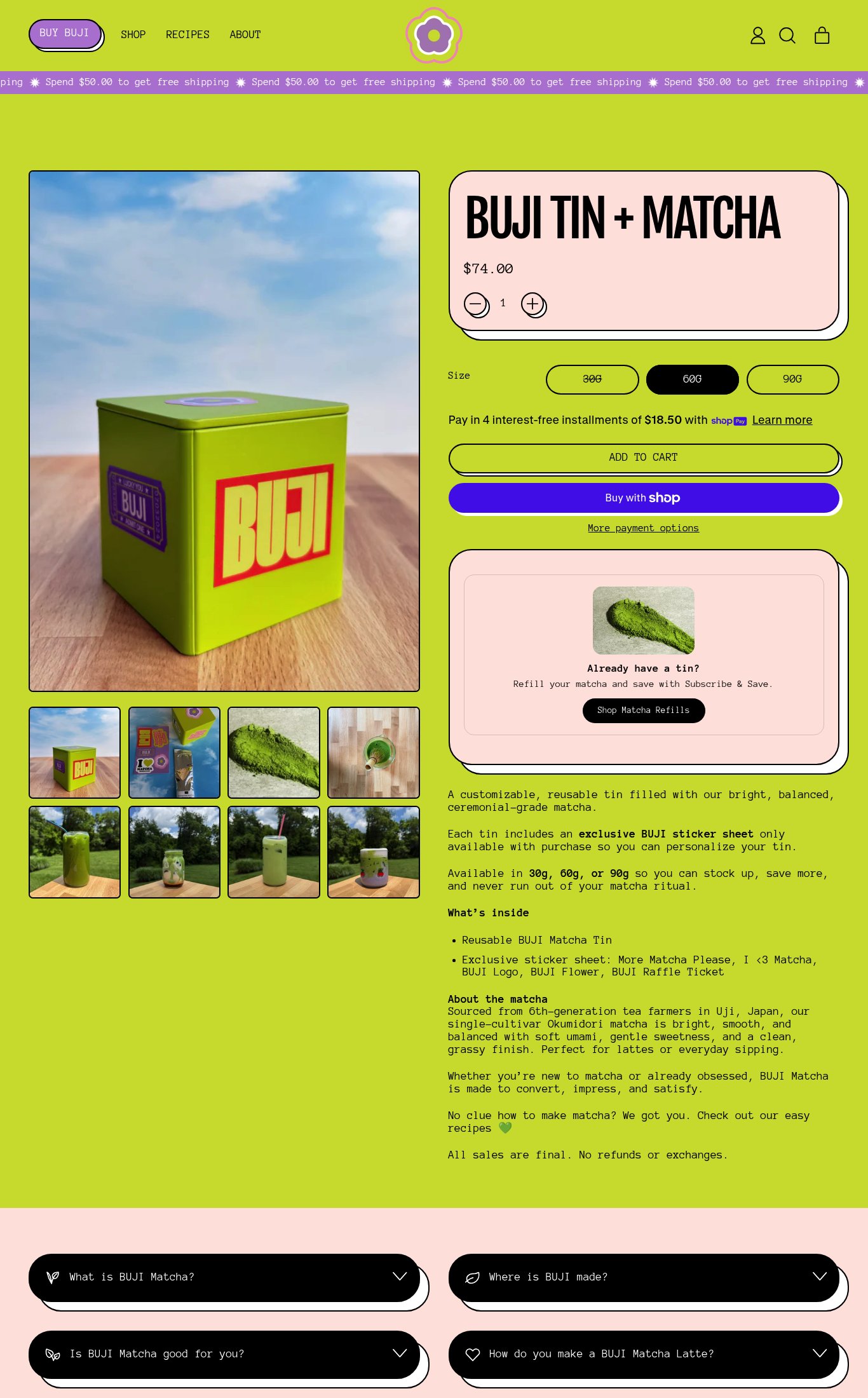 Buji Matcha page as we captured it