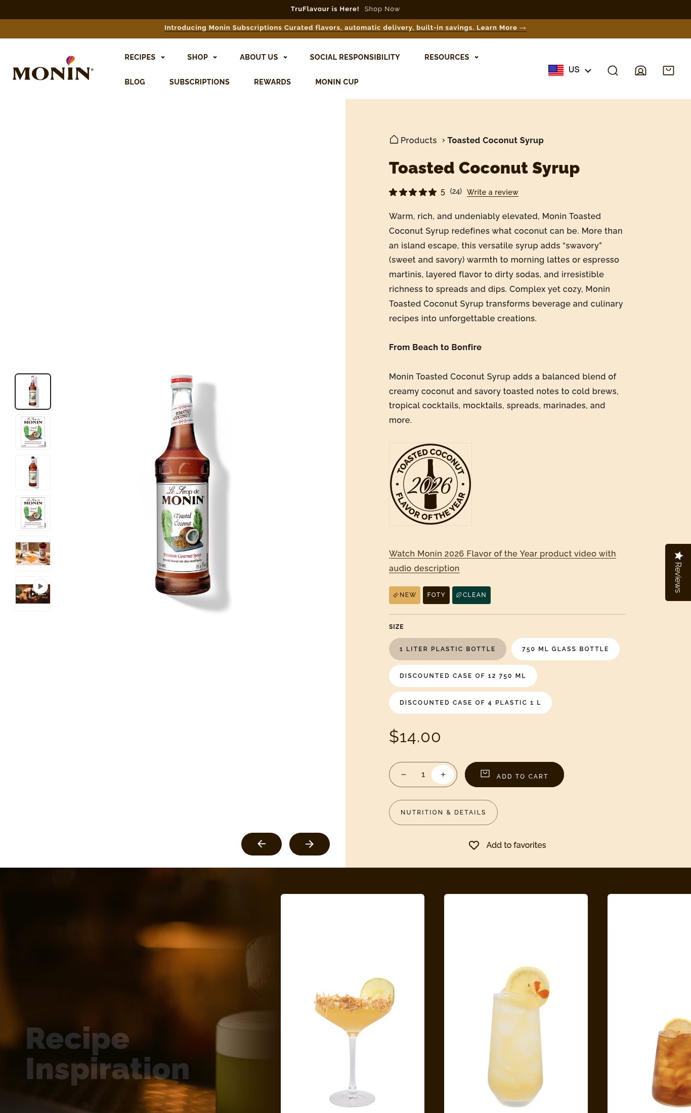 Monin US page