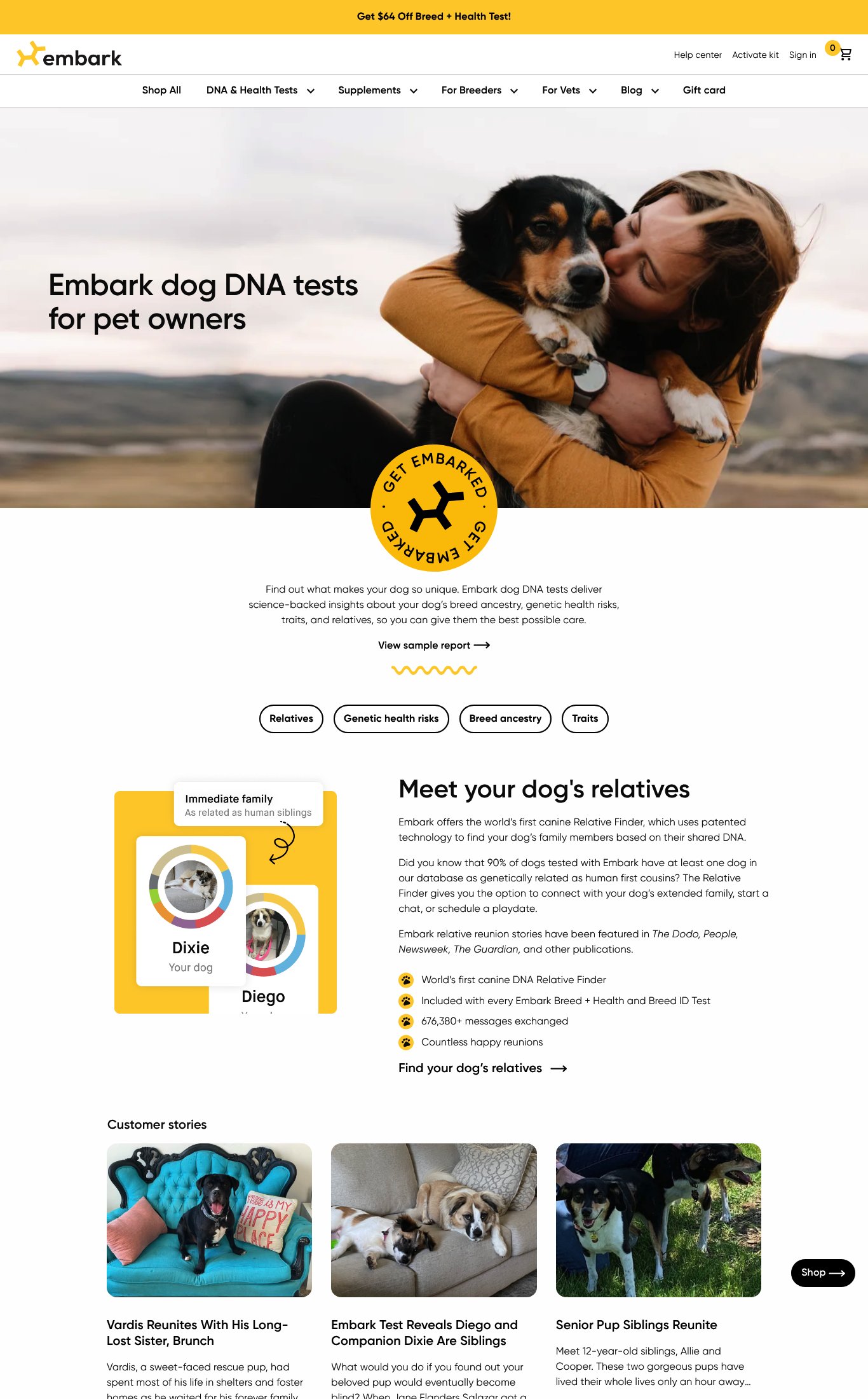 Embark Vet page