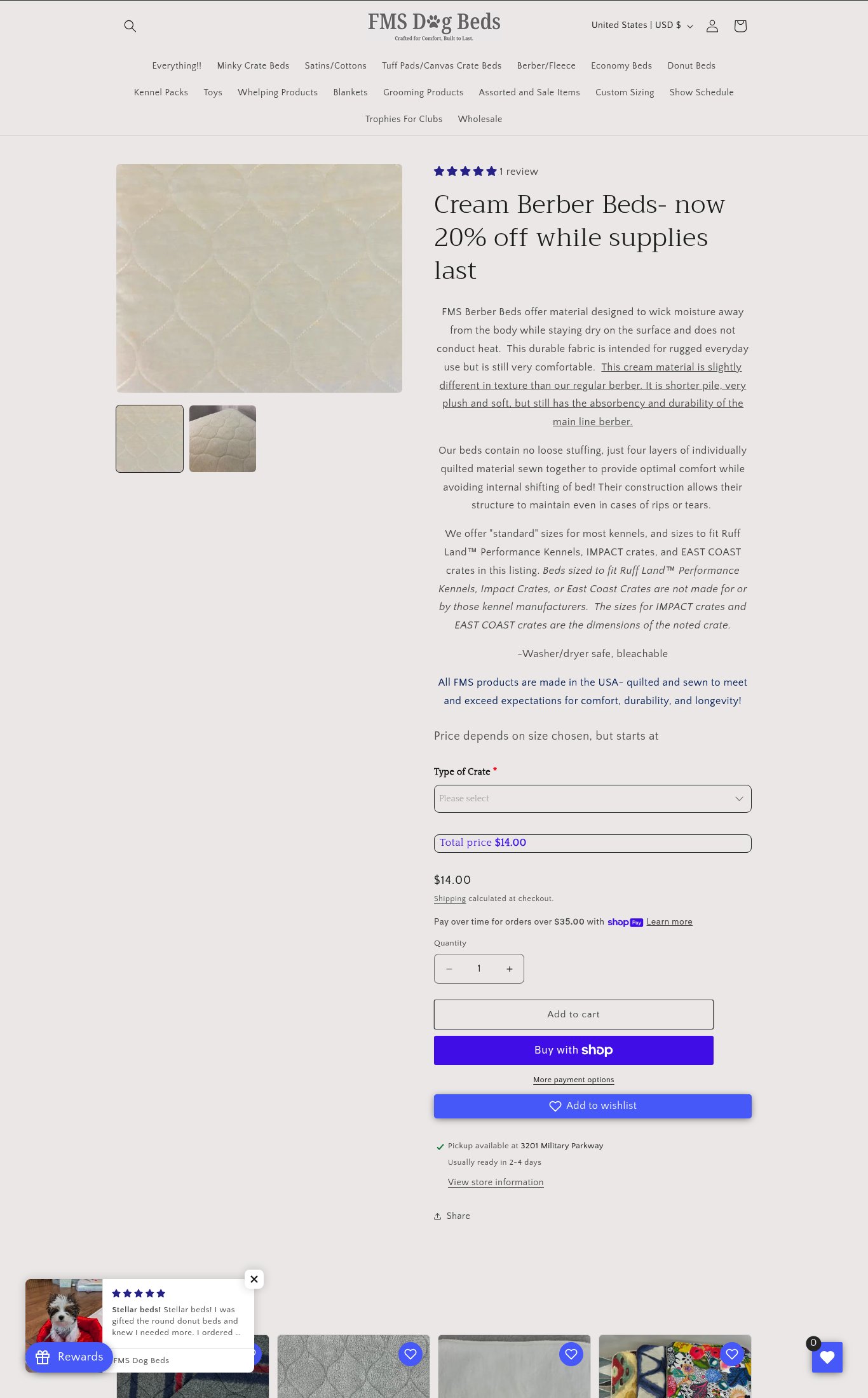 FMS Dog Beds page