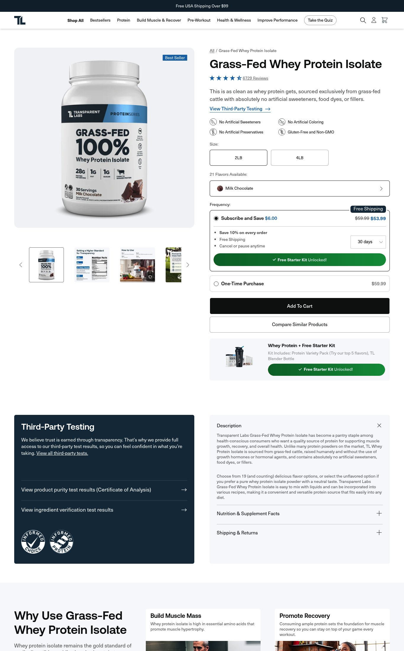 Transparent Labs page
