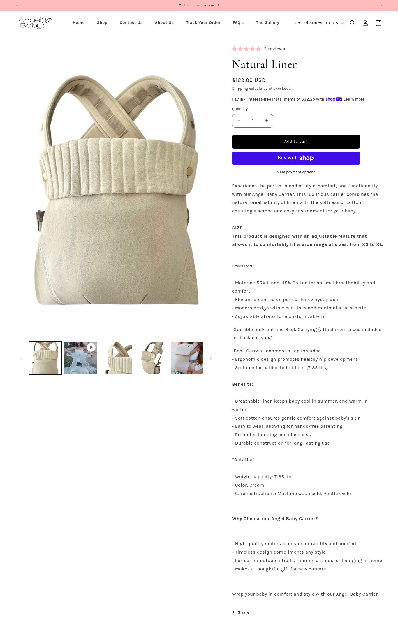 Angel Baby Carriers page