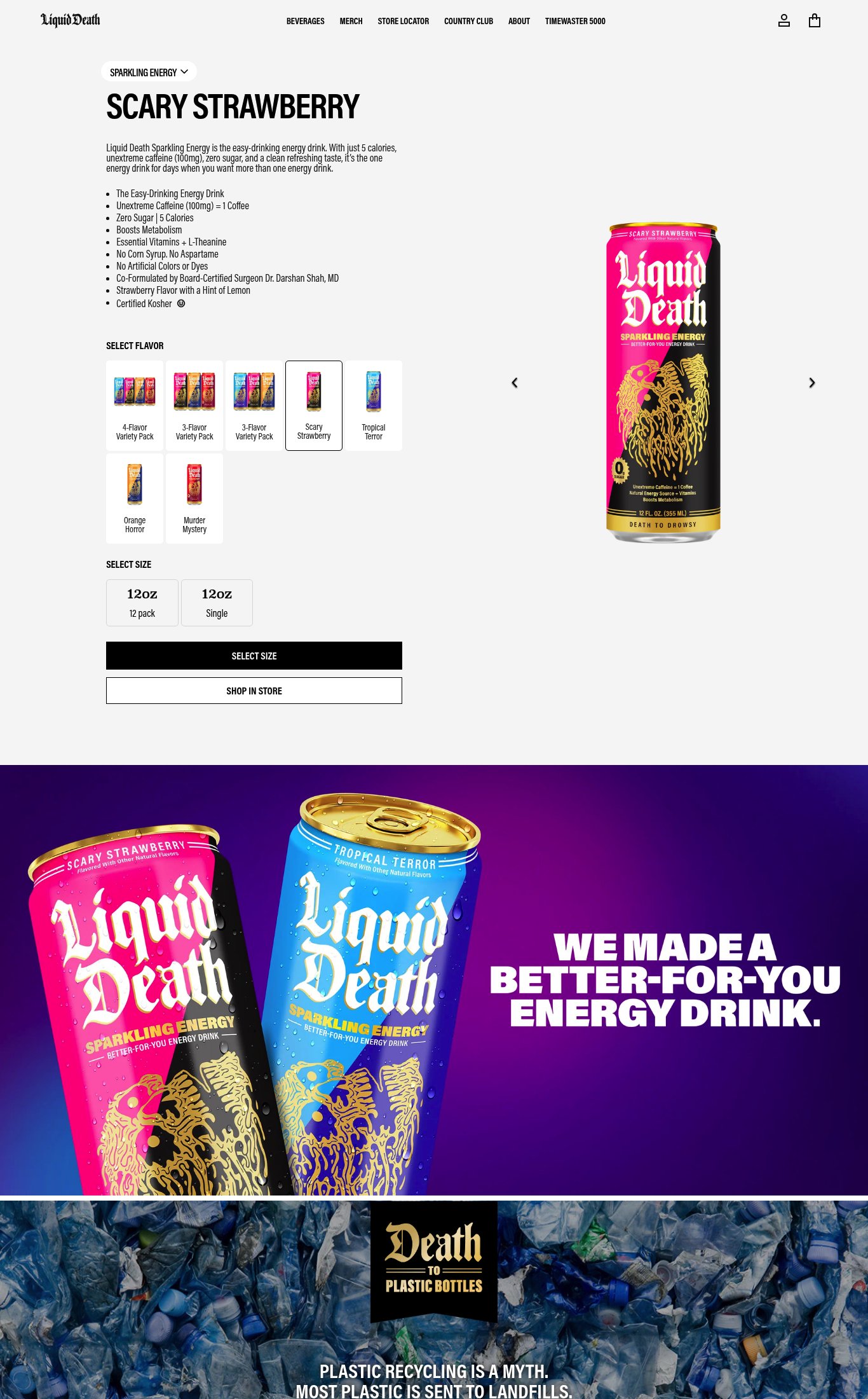 Liquid Death page