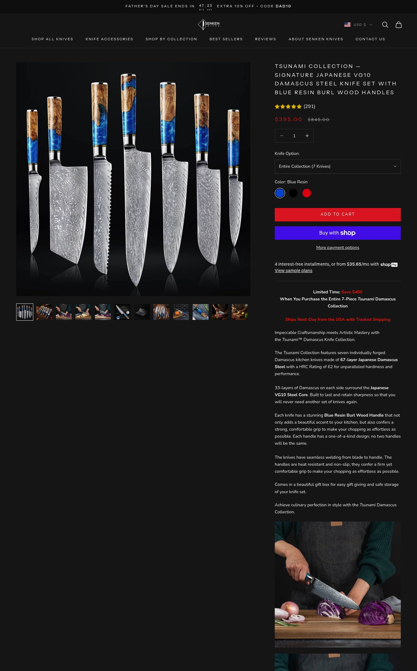 Senken Knives page