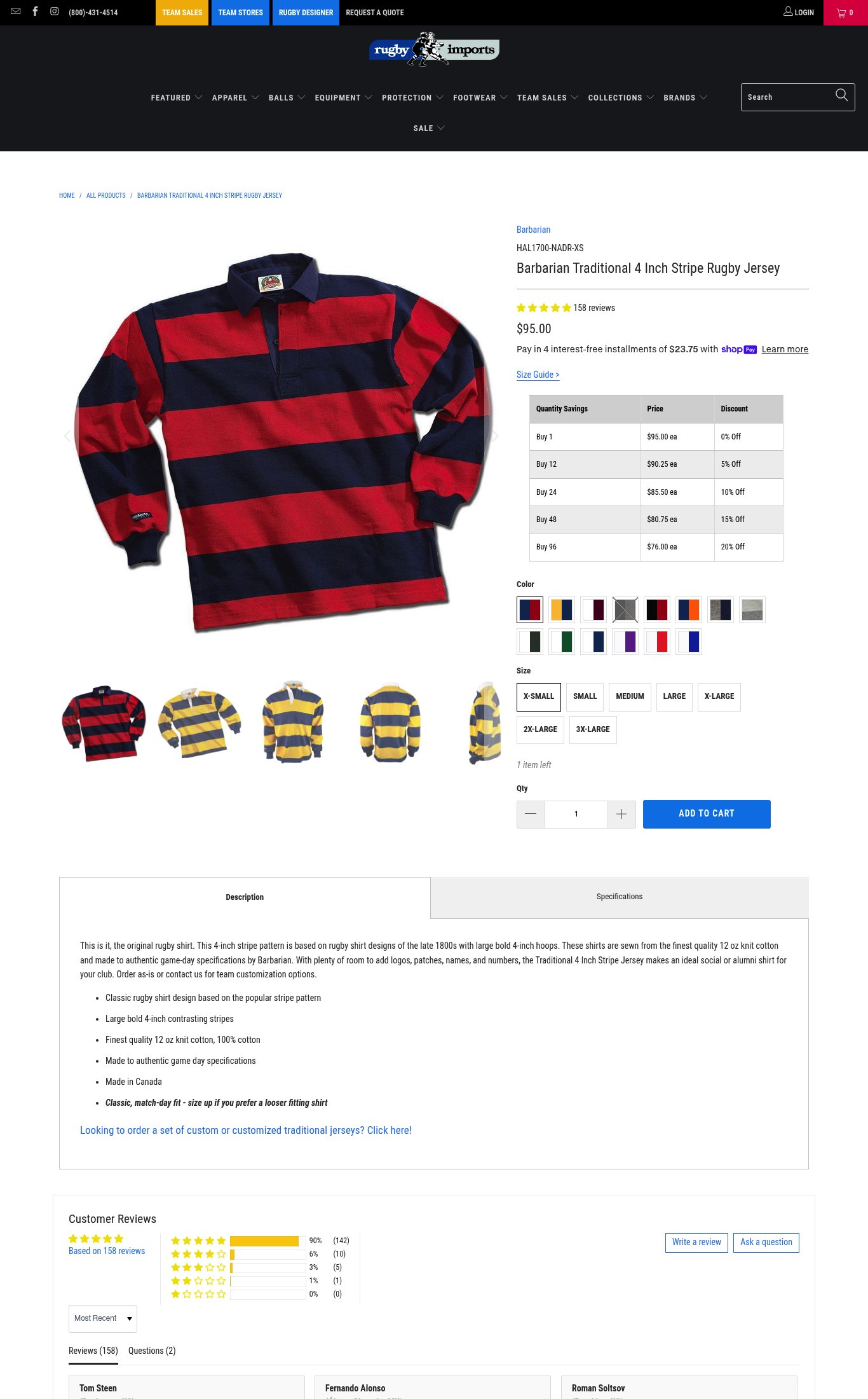 Rugby Imports page