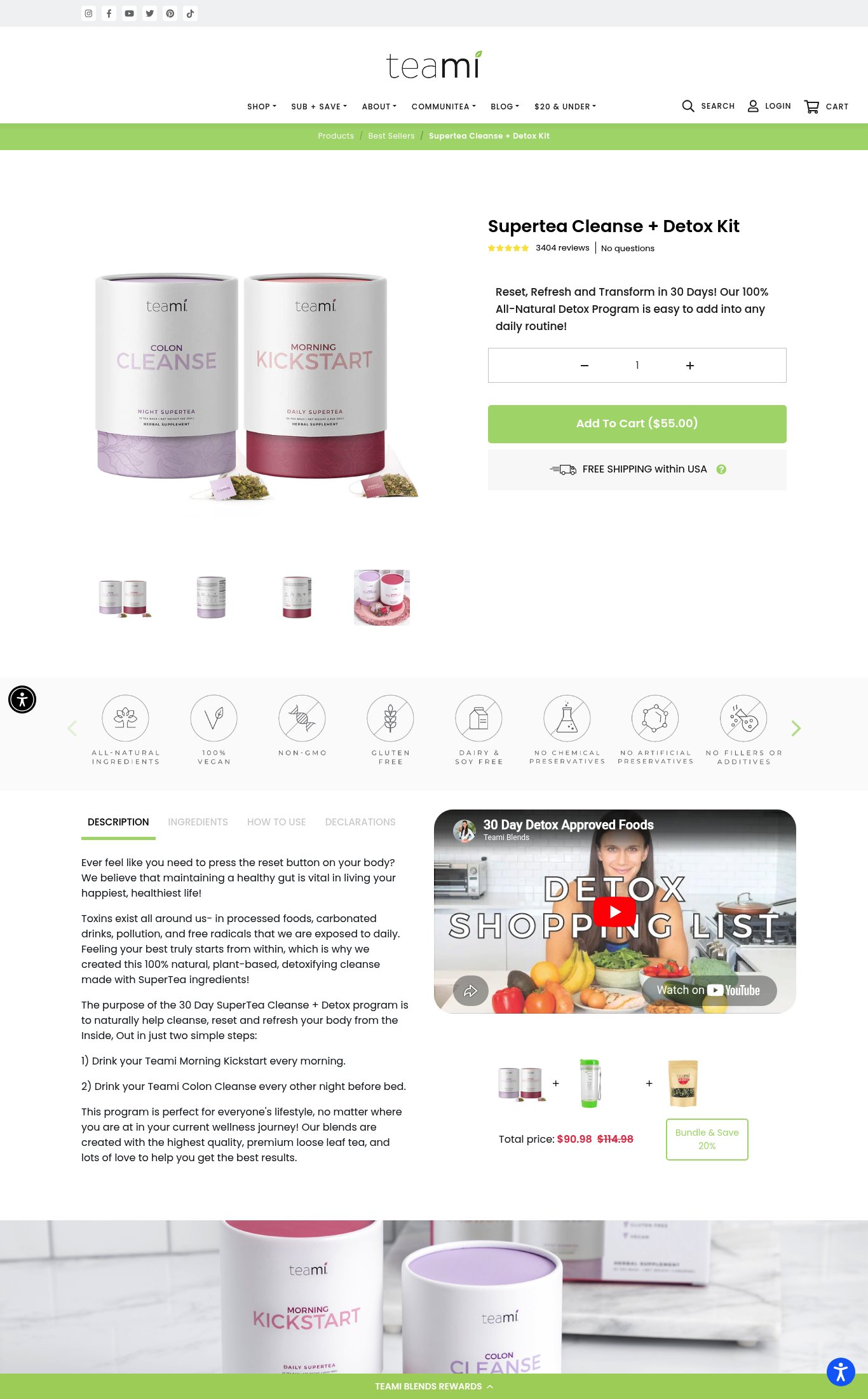 Teami Blends page