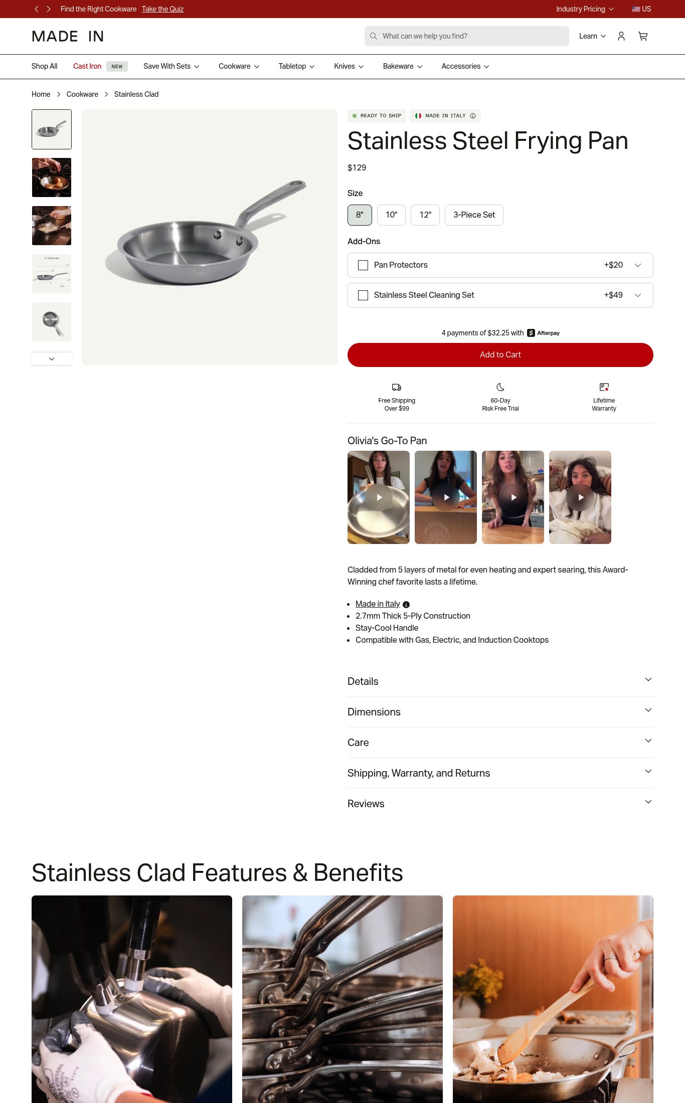Made In Cookware page