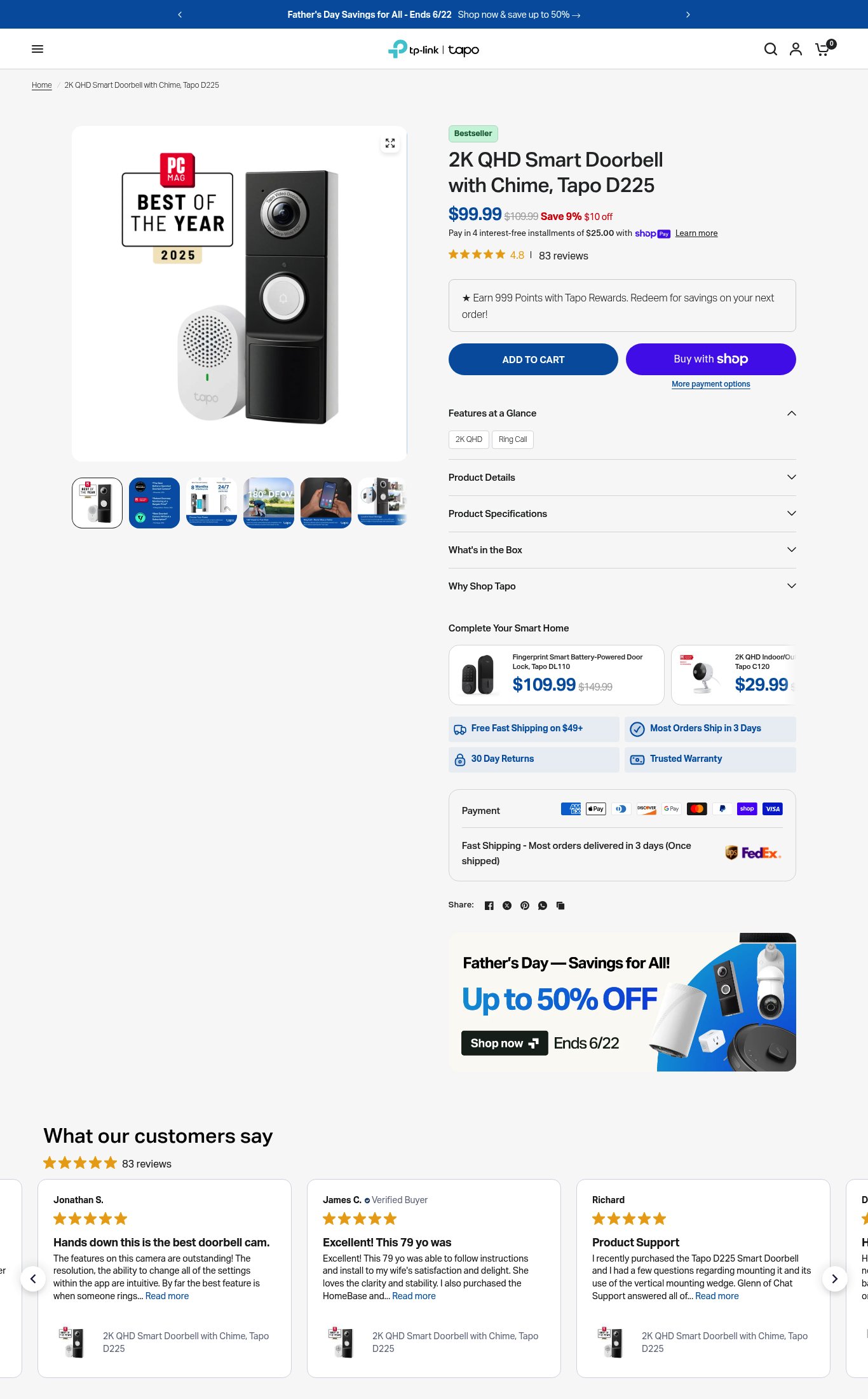 TP-Link Tapo Store page