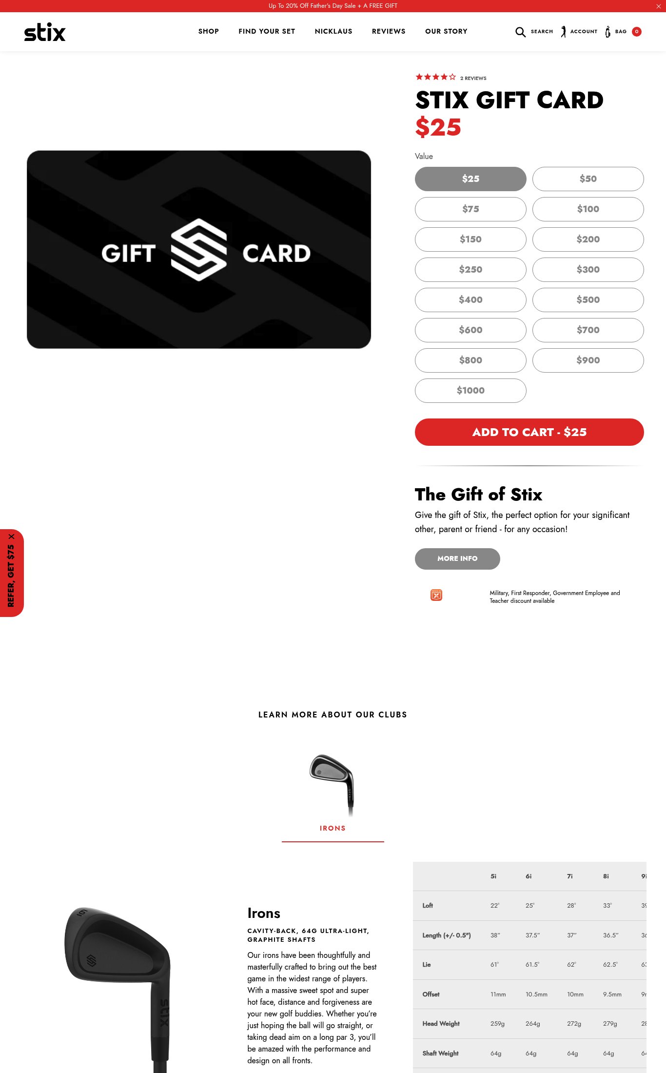 Stix Golf page