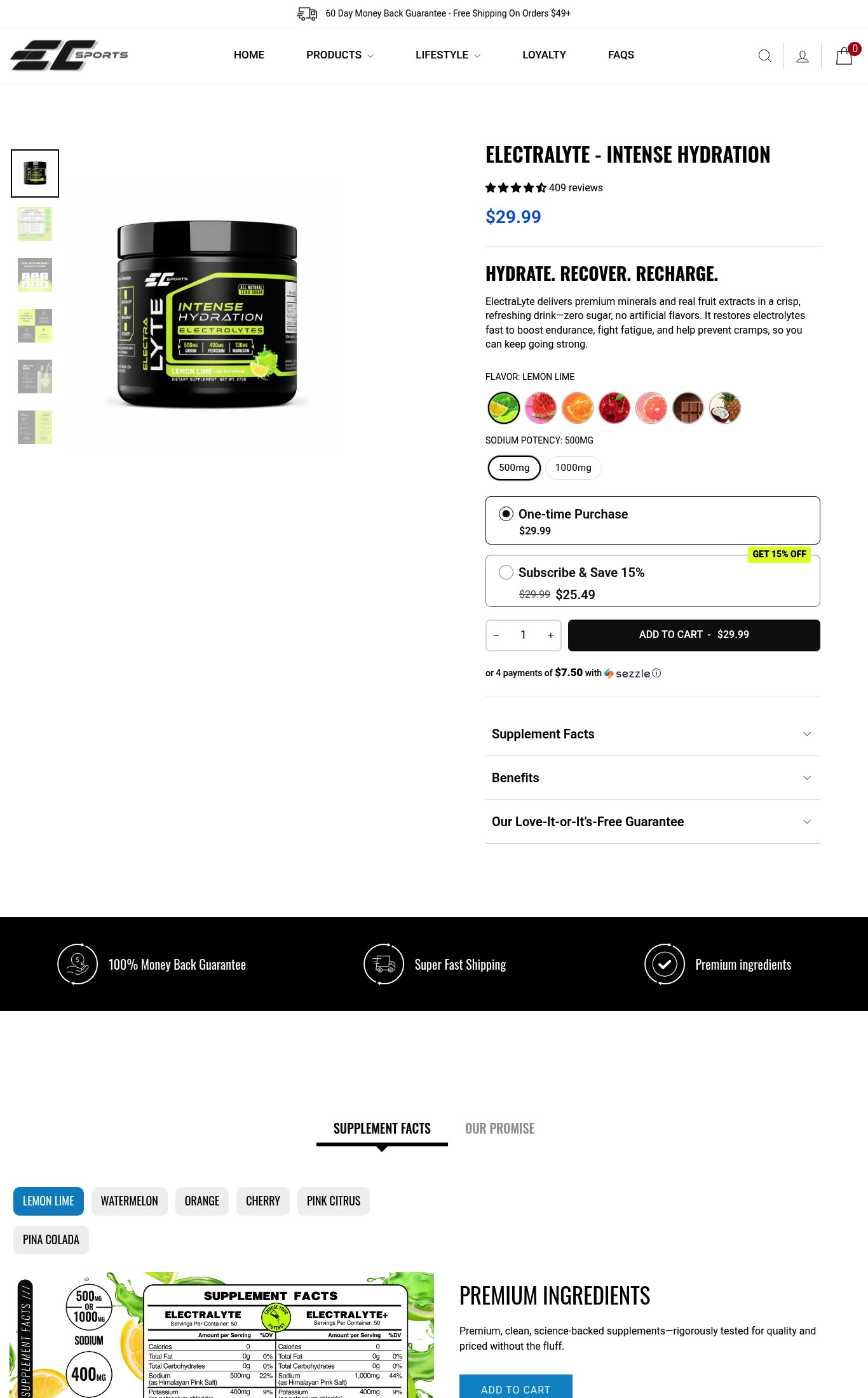 EC Sports Supplements page